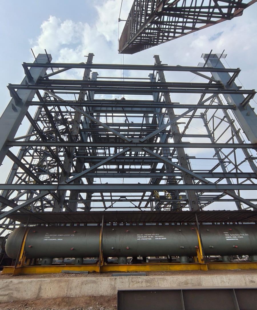 Boiler structural framework with steam drum at Shri Bajrang Power & Ispat, Tilda